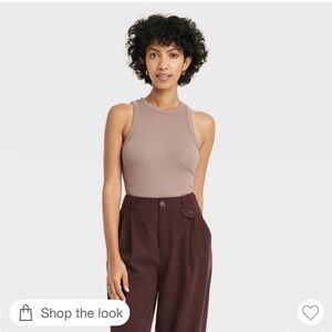 Target A New Day Sleeveless Ribbed Tank Top - Taupe sz M